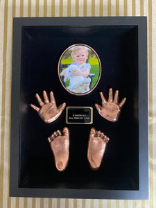 Gift for mom or dad, baby hands and feet impressions shadowbox