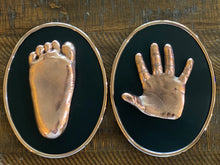 PERSONALIZED BRONZE HANDPRINT ON BLACK OVAL FOR YOUNG CHILDREN
