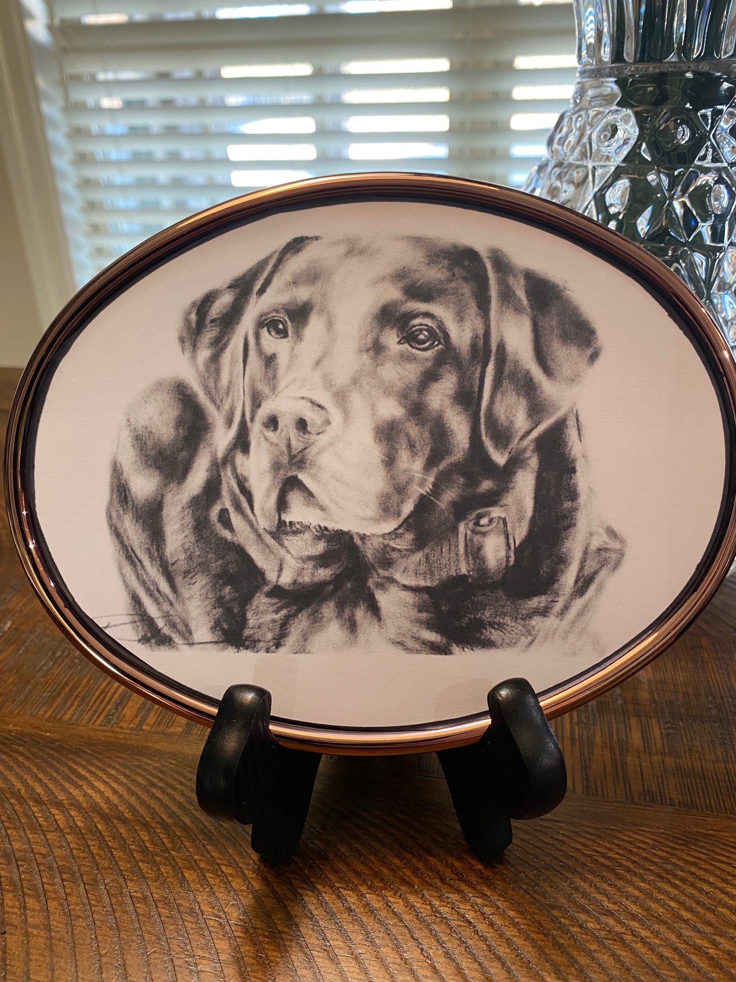 Pet keepsake painting with bronze frame