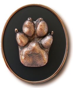 CUSTOM CAT OR DOG BRONZE PAWPRINT ON BLACK OVAL BY PATTY-PAWS®